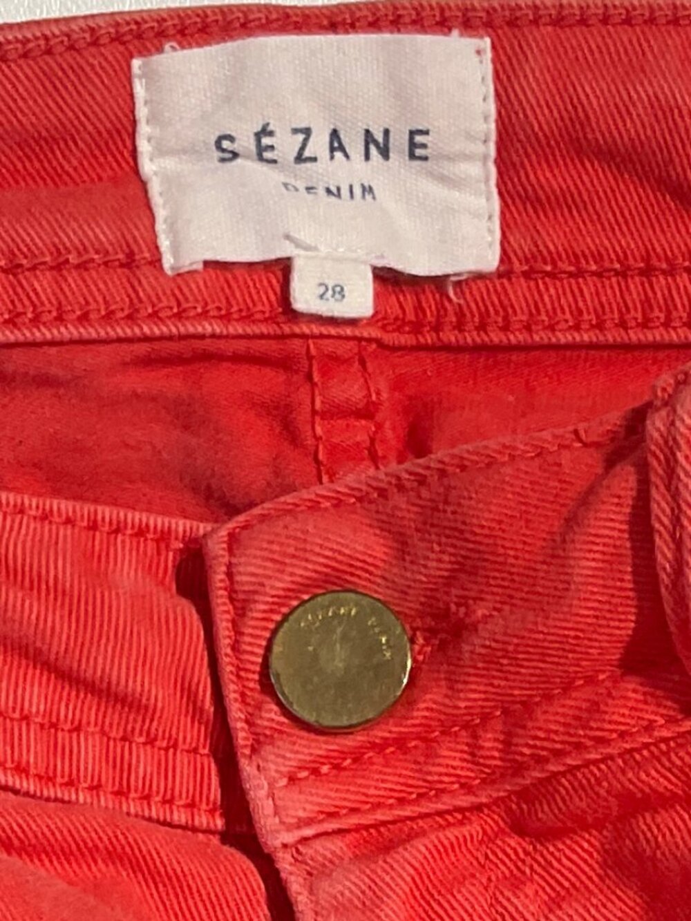 Sezane Size 28 Denim Perfect 7/8 Slim Coral/Orange Jeans Womens Ankle/Short 25" - Picture 6 of 15